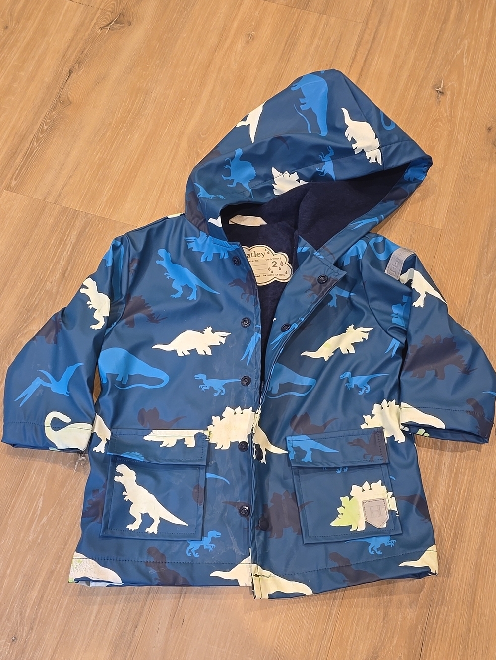 Hatley Blue Dinosaur Color-Changing Hooded Raincoat